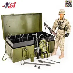 اکشن فیگور ست سرباز نظامی لباس خاکی با صندوق برند ام اند سی MILITARY LOCKER BOX 90418B