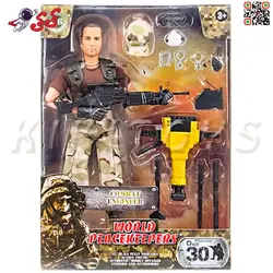 اکشن فیگور سرباز با پکور و تجهیزات نظامی 90203 برند ام اند سی WORLD PEACEKEEPERS WITH ACCESSORIES