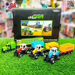 تراکتور فلزی با یدک کش و تریلی اسباب بازی سری مشاغل FARMERS CAR H301