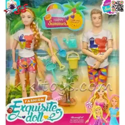 عروسک باربی زوج مفصلی با وسایل شن بازی اسباب بازی Barbi 115