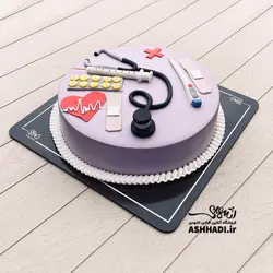 کیک خامه فوندانت روز پزشک کد 02