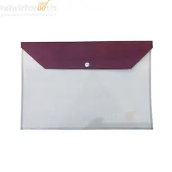 پوشه دکمه دار پارچه ای دو رنگ زرشکی سفید بسته 100 عددی