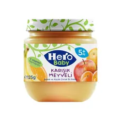 پوره مخلوط میوه (سیب و موز و پرتقال و زردآلو) هرو بیبی _ 125 گرم Hero baby
