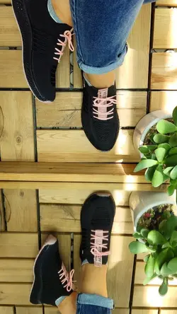 حراج  بزرگ کفش اسپرت و پیاده روی  زنانه جورابی مدل FASHION مشکی صورتی کد4195با ارسال رایگان
