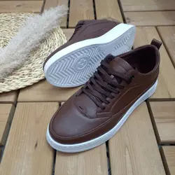 کفش فوق العاده اسپرت ونس شیک و بروز رویه چرم با کیفیت قهوه ای زیره سفید با ارسال رایگان 3488