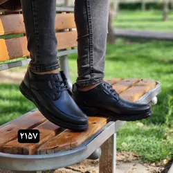 کفش طبی مناسب برای اداره و مجلس مردانه   مدل اکو بندی بسیار خوش پا مشکی با ارسال رایگان