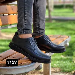 کفش طبی مناسب برای اداره و مجلس مردانه   مدل اکو بندی بسیار خوش پا مشکی با ارسال رایگان