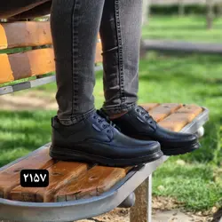 کفش طبی مناسب برای اداره و مجلس مردانه   مدل اکو بندی بسیار خوش پا مشکی با ارسال رایگان