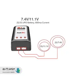 شارژر اتوماتیک باتری لیتیومی ۱۰ وات ۲ و ۳ سلول B3 هات آر.سی Hot RCHotRC B3 10W 2S/3S AC Balance Charger