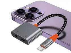 مبدل لایتنینگ به لایتنینگ و درگاه صدا ویوو مدل LT08 Lightning To Lightning & 3.5mm Audio Converter