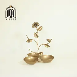 کاسه تنقلات طرح شاخه و پرنده و رز