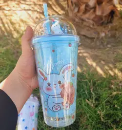 ماگ اسموتی دوجداره آبی طرح تک شاخ