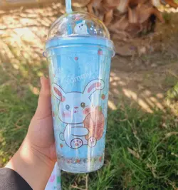 ماگ اسموتی دوجداره آبی طرح تک شاخ