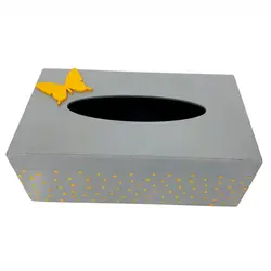 ست سطل و جا دستمال کاغذی خالدارطرح پروانه