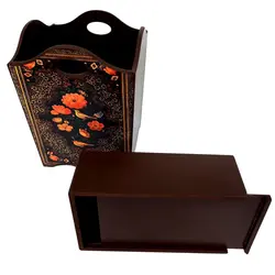 ست سطل و جعبه دستمال کاغذی طرح گل و مرغ