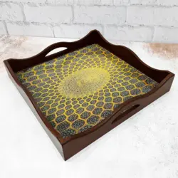 سینی چوب و رزین طرح اسلیمی کد335