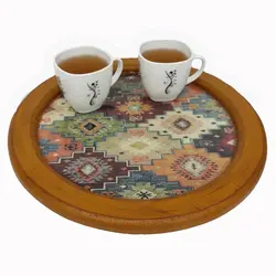 سینی چوبی رزینی طرح جاجیم
