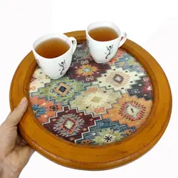 سینی چوبی رزینی طرح جاجیم