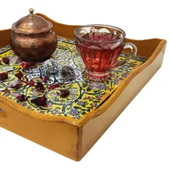 سینی و جعبه پذیرایی طرح کاشی