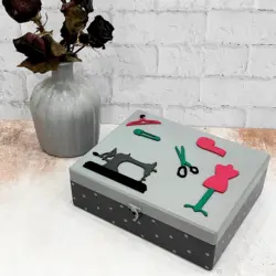 جعبه لوازم خیاطی چوبی طرح پارسا