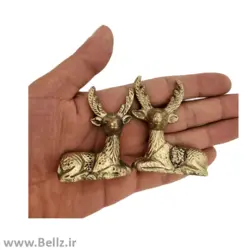 مجسمه جفت گوزن نشسته برنجی