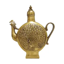 قوری (گلاب پاش) برنزی - نقش طاووس - (کد۲)