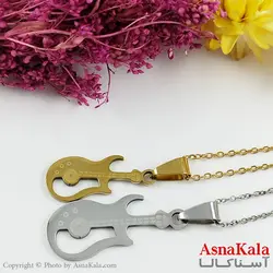 گردنبند ست دونفره دوتیکه گیتار کد GNB1673W -آسنا