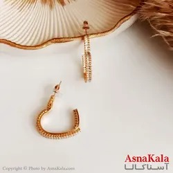 گوشواره جواهر زنانه استیل مدل قلب نگین دار میخ نقره کد GSH15377W