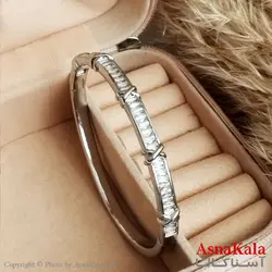 دستبند نگین دار استیل زنانه با کریستال های سفید سواروفسکی  کد DSB18283W