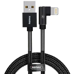 کابل 2.4 آمپر دیتا و فست شارژ کج USB به لایتنینگ ریمکس مدل RC 119i – Ranger-90Degree مناسب برای محصولات اپل دو سر فنری و تقویت شده با بافت کنفی بافته شده با سری آلومینیومی 90 درجه و طول 1 متر