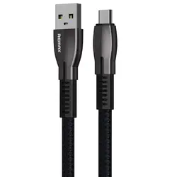 کابل هوشمند دیتا و فست شارژ microUSB ریمکس مدل Gonro 159m با شدت جریان 2.4 آمپر ،سرعت انتقال پایدار 480mbs و دارای مقطع تخت ضد گره بافته شده به طول 1 متر و سری های آلومینیوم ضد اکسیداسیون