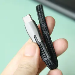 کابل هوشمند دیتا و فست شارژ microUSB ریمکس مدل Gonro 159m با شدت جریان 2.4 آمپر ،سرعت انتقال پایدار 480mbs و دارای مقطع تخت ضد گره بافته شده به طول 1 متر و سری های آلومینیوم ضد اکسیداسیون