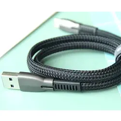 کابل هوشمند دیتا و فست شارژ microUSB ریمکس مدل Gonro 159m با شدت جریان 2.4 آمپر ،سرعت انتقال پایدار 480mbs و دارای مقطع تخت ضد گره بافته شده به طول 1 متر و سری های آلومینیوم ضد اکسیداسیون
