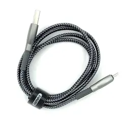 کابل هوشمند دیتا و فست شارژ microUSB ریمکس مدل Gonro 159m با شدت جریان 2.4 آمپر ،سرعت انتقال پایدار 480mbs و دارای مقطع تخت ضد گره بافته شده به طول 1 متر و سری های آلومینیوم ضد اکسیداسیون