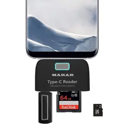 رم ریدر و کارت‌خوان همه کاره تایپ C ماکار مدل M6in1 پشتیبانی از USB 3.1 با سرعت 10Gbps با قابلیت خواندن انواع مموری