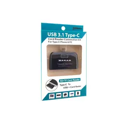 رم ریدر و کارت‌خوان همه کاره تایپ C ماکار مدل M6in1 پشتیبانی از USB 3.1 با سرعت 10Gbps با قابلیت خواندن انواع مموری