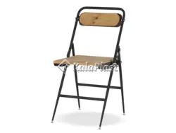 صندلی فلزی تاشو با رویه چوبی ساده