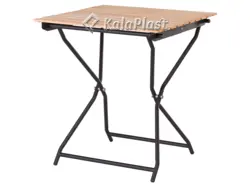 میز تمام فلزی تاشو رویه چوب طبیعی ( ترمو وود )