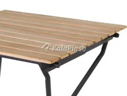 میز تمام فلزی تاشو رویه چوب طبیعی ( ترمو وود )