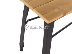 نیمکت فلزی با پشتی و رویه چوبی