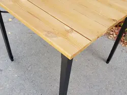 میز تمام فلزی با رویه چوب ترمو وود