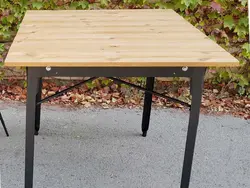 میز تمام فلزی با رویه چوب ترمو وود