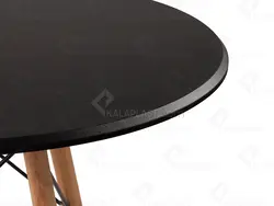 میز 4 نفره گرد پایه چوبی(راش) ایمیز با صفحه MDF روکش PVC کد118