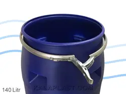 بشکه پلاستیکی 140 لیتری افق با کمربند فلزی