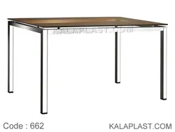 میز 6 نفره صفحه شیشه ای  با چهارپایه پروفیلی کد 662