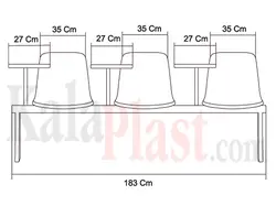 نیمکت آموزشی سه نفره فایبر پلاست کد 563