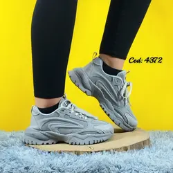 خرید تکی از تولیدی کفش شیک کتونی اسپرت زنانه دخترانه زنانه مدل  PUS زیره پیو راحت ارسال رایگان طوسی  4372