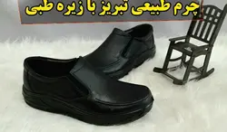 هدیه روز پدر کفش مجلسی مردانه چرم طبیعی  تبریز زیره پیو طبی صدرصد کیفیت عالی