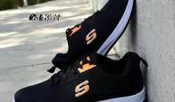 خرید کفش اسپرت مردانه بزرگ پا فوق العاده شیک و راحت رنگ مشکی نارنجی