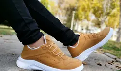 کفش اسپرت مردانه فوق العاده شیک و راحت  مدل پرادا شیک وراحت خردلی